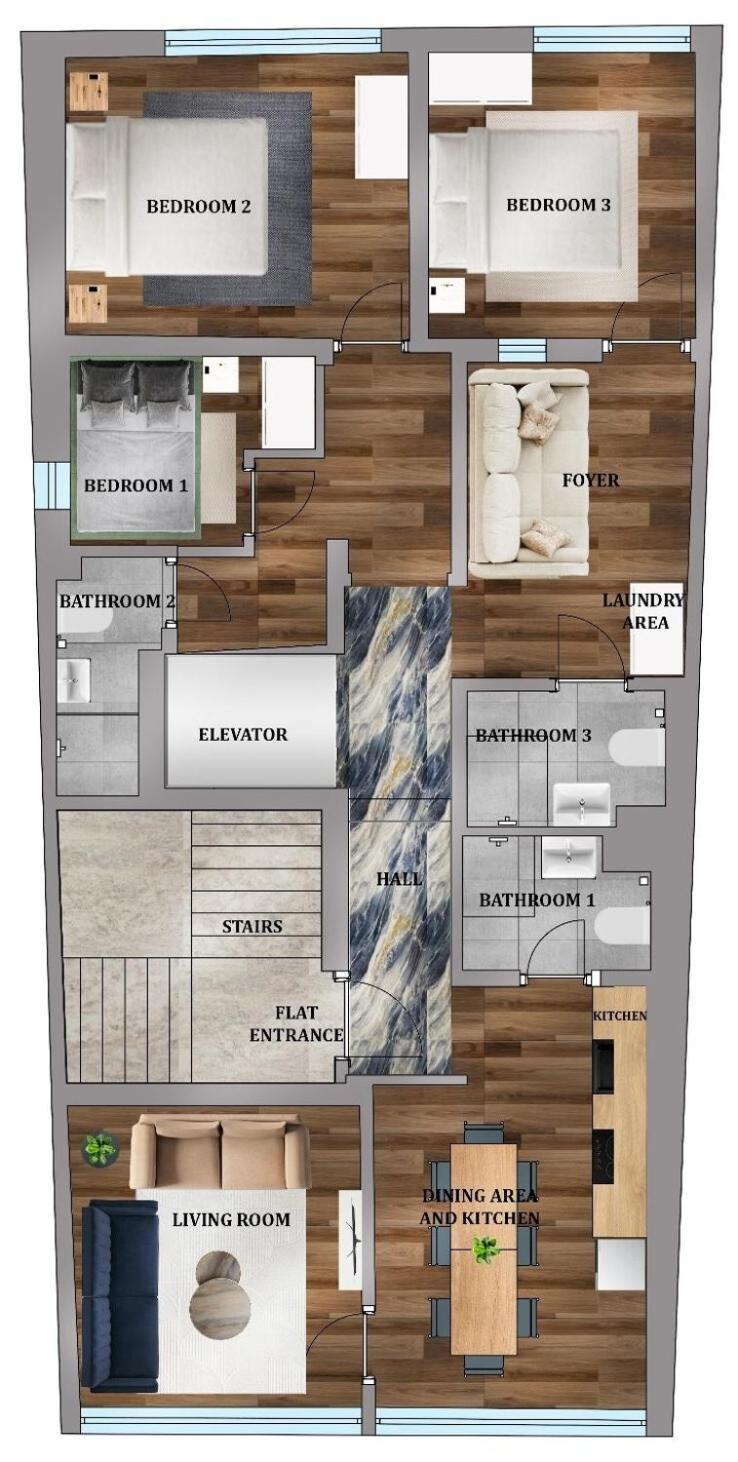 Daire Stunning 3br 3bathroom 3ac Near Metro D2